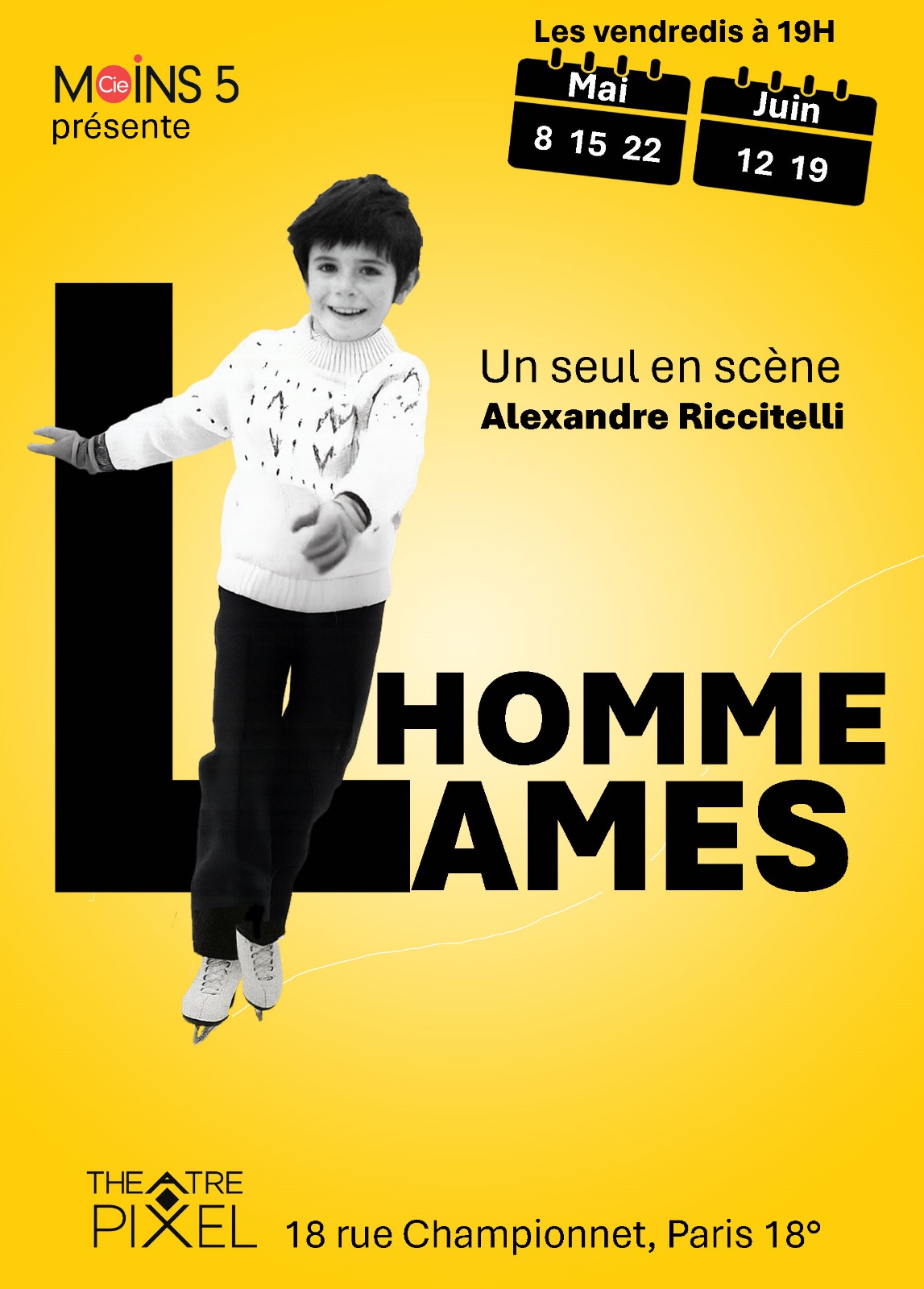 Affiche du seul en scène L’Homme Lames